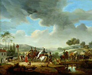 Konvoi eskortiert von französischen Dragonern